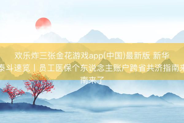 欢乐炸三张金花游戏app(中国)最新版 新华社泰斗速览丨员工医保个东说念主账户跨省共济指南来了