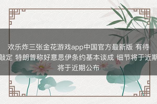 欢乐炸三张金花游戏app中国官方最新版 有待最终敲定 特朗普称好意思伊条约基本谈成 细节将于近期公布